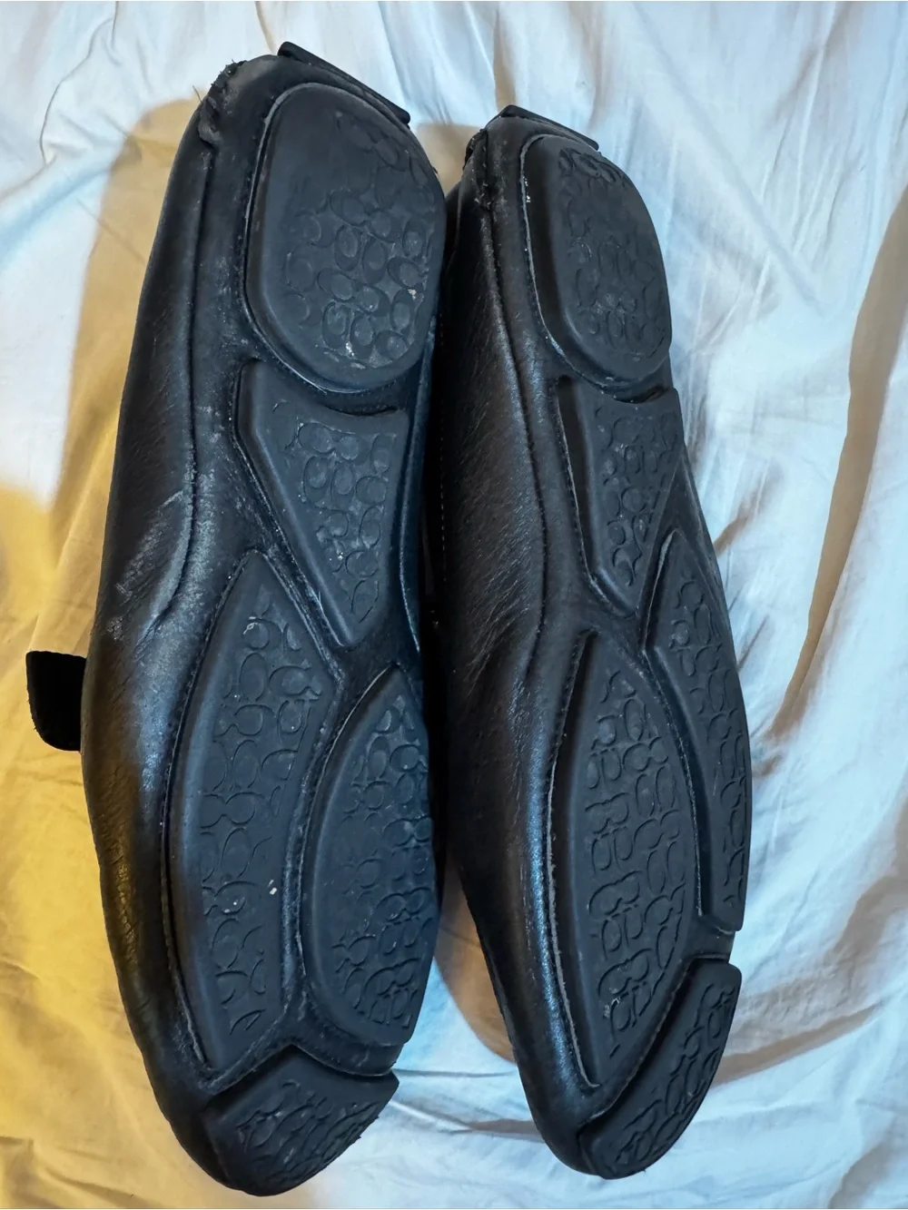 Coach Black Leather Men’s Slip-On Loafers with Brass Buckle